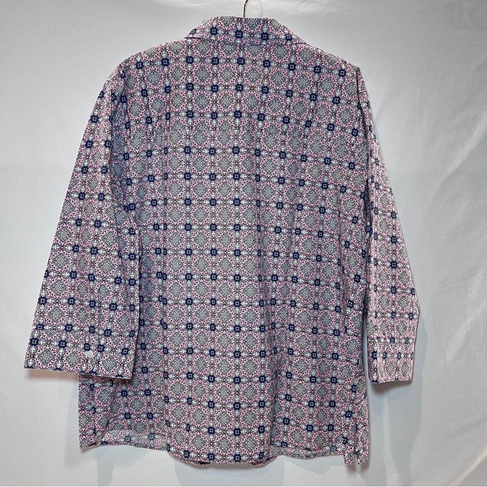 Foxcroft 3/4 Sleeve Wrinkle Free Button Down Shirt- Size 22W Geometric Pattern - Picture 2 of 9